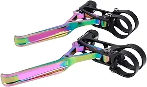 Keenso Bike Brake Levers, Ultralight Aluminum Alloy Oil Slick Brake Lever Cycling Accessory for Folding Road Bike/Mountain Bike (Electroplate Colorful) Bicycle and spare parts