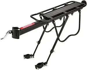 Keenso Rear Bike Rack, Aluminum Cargo Rack, Black, Adjustable Quick Release, 25kg Load Capacity, Suitable for Seat Post Diameter <33mm