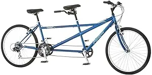 Dualie Adult Tandem Cruiser Bike, Two-Rider Bicycle for Men and Women, 26-Inch Wheels, 21-Speed, Linear Pull Brakes, Blue