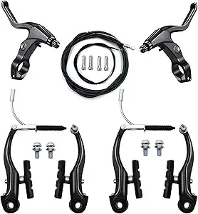 V-Type Bike Brake Set, Complete Universal Bike Front and Rear MTB Brake, Bicycle Brakes, Inner and Outer Cables, Include Brakes Lever Calipers Multi-Tool Wrenches