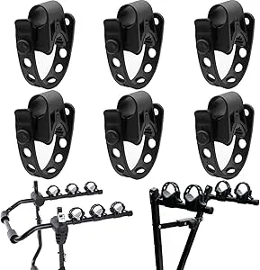 6Pcs/Set Bike Rack Straps Replacement Bicycle Hitch Strap Cradle Bike Carrier Mount Rubber Strap Black Spare Hooks Car Racks Accessories Truck Hitch Fit 1" Diameter Tubes